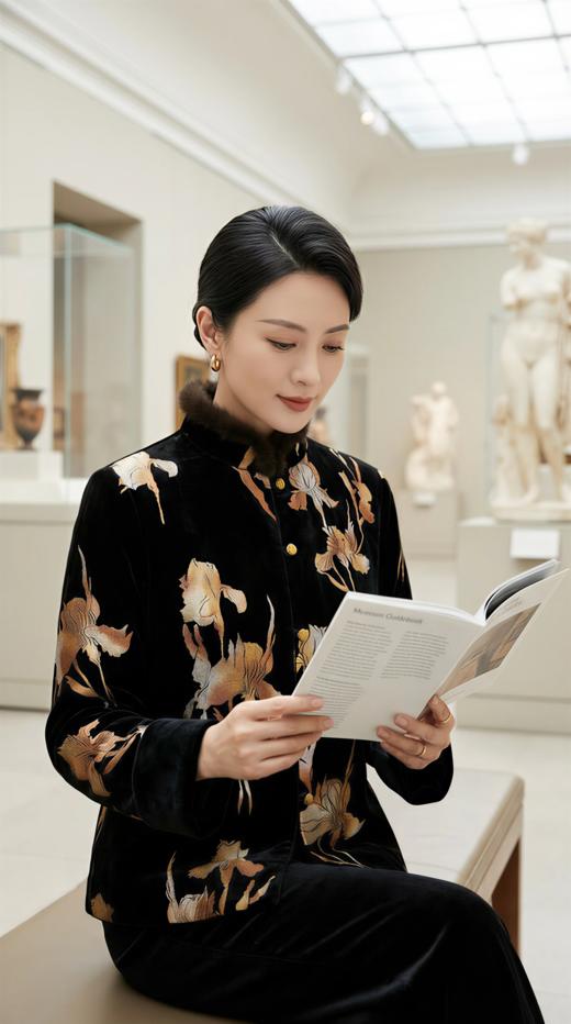 LIN HN 袖口撞色夹羊驼绒棉衣 商品图4