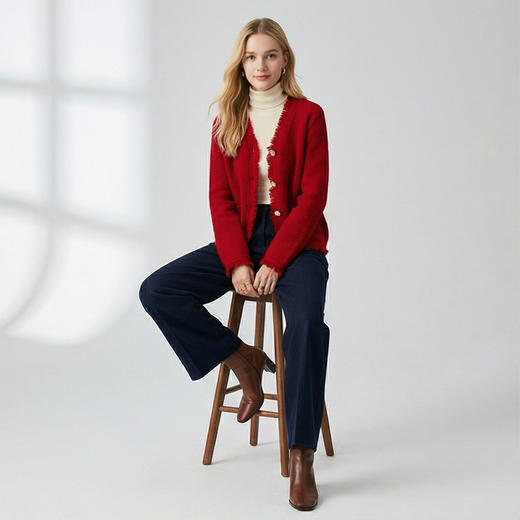 【咕咕同款】PALUOPO/PL女开衫ET2F8297R/约重495g 红色帕罗 商品图3