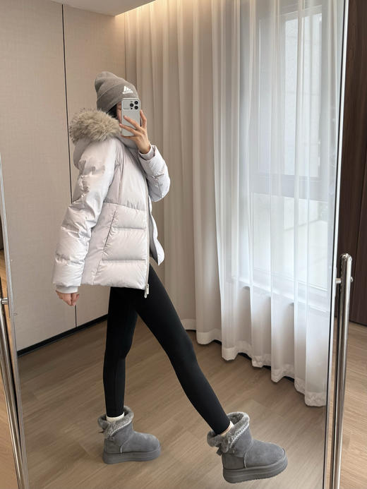 正品原单狐狸毛领新国标90白鸭绒收腰羽绒服 商品图7