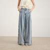 lost in echo2026年春夏新款时髦休闲宽松扣袢叠褶阔腿牛仔长裤女 商品缩略图3
