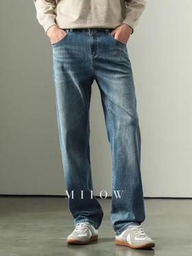 高端复古丹宁！酵洗磨白！新款男士通勤百搭直筒牛仔裤