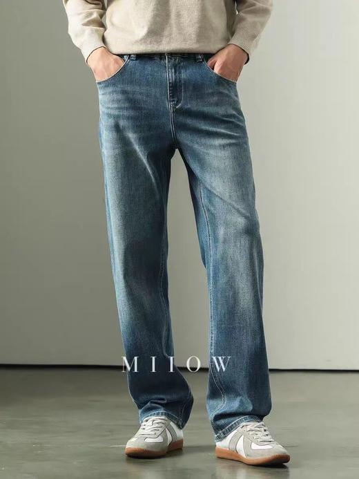 高端复古丹宁！酵洗磨白！新款男士通勤百搭直筒牛仔裤 商品图0