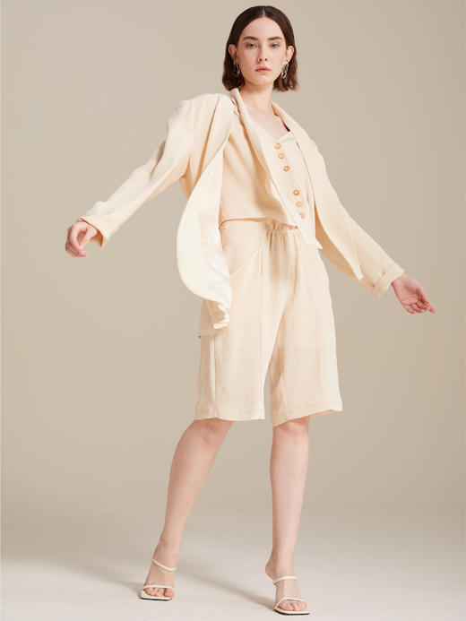 宽松廓形醋酸光泽肌理感休闲西装外套 商品图0