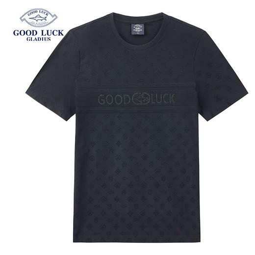 德鲨夏新款提花短袖圆领T恤男时尚立体烫钻休闲上衣打底衫 商品图0