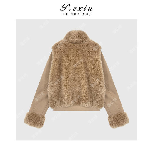 A008潘依绣丁丁宠粉高级感拼接假两件气质立领长袖保暖外套Q21547 商品图1