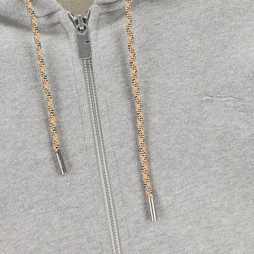 BURBERRY 巴宝莉 男士格纹拉链抽绳连帽卫衣 灰色 8120756 A2142 商品图2