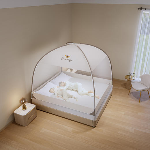 【品牌直发】加倍生活 双开门蒙古包蚊帐 3色可选家用新款卧室免安装儿童防摔尘可折叠纹帐 商品图5
