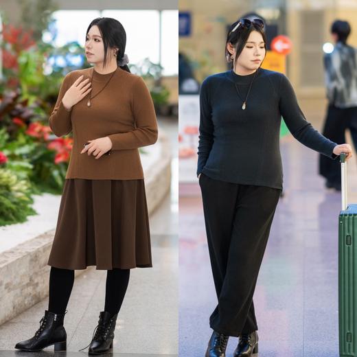 【羊毛打底衫】【半高领】高弹保暖  奢侈品牌同款扬子纱线  半高领舒适轻盈  隐形腰节线遮肉显瘦~ 商品图0