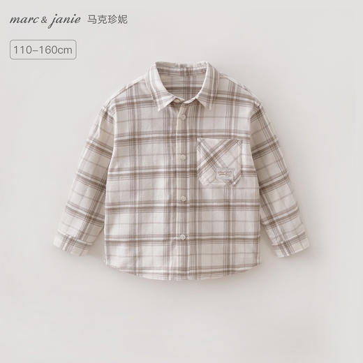 马克珍妮复古格纹男童纯棉衬衫2026年春装新款560222 商品图0