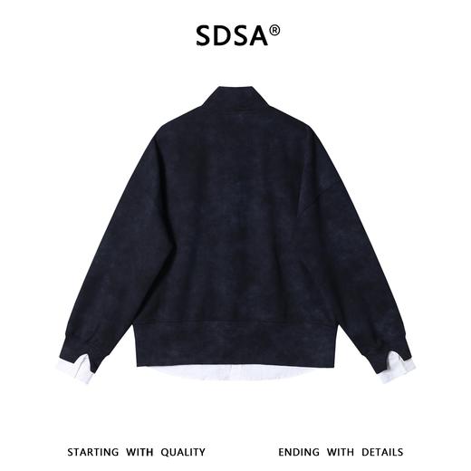 SDSA男装2026新款高贵轻奢韩版复古下摆拼接撞色拉链立领卫衣百搭 商品图4
