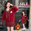 【甜系年服❗️潮流时尚】女童冬季加厚毛衣送KT猫挂件+加绒百褶裙两件套新年喜庆。jd 商品缩略图1