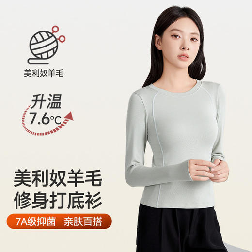 「自」全新升级【铂金会员146/天猫189/差价43】(14735)洛诗琳7A抑菌德绒打底衫2026新款美利奴羊毛修身显瘦保暖上衣女 商品图1
