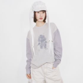 GOODBAI GOODEES新款个性宽松拼色印花长袖T恤