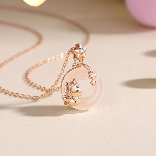 【平安福马】纯银平安扣玉髓独角兽项链【JHY-N002113M】 商品图1