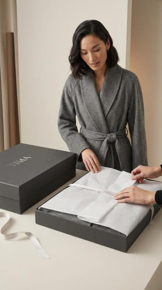 大披肩领超大摆双面手工中腰系带超长款大衣 商品图8