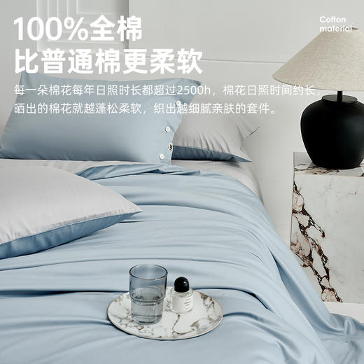 60支全棉贡缎四件套（幻境蓝） 商品图1