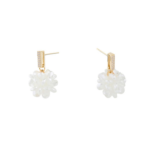 三彩2026新款立体花簇轻奢镶锆耳环s925银针法式温柔优雅约会 商品图4