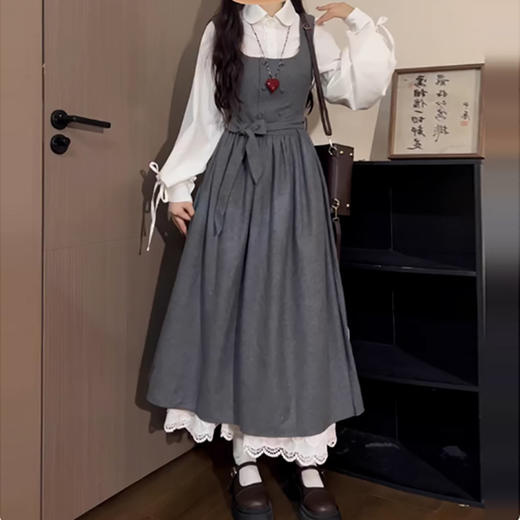 裁缝学苑AS637新款背带连衣裙衬衫套装纸样女装收腰长裙两件套样板 商品图2