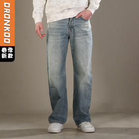 DRONKOO 2026 正常腰五袋款复古洗水中厚牛仔长裤
