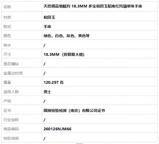 【天然正品】天然精品细腻约18.3MM多宝和田玉配南红玛瑙单珠手串18.3MM（皆取最大值）260126NJM66 商品图8