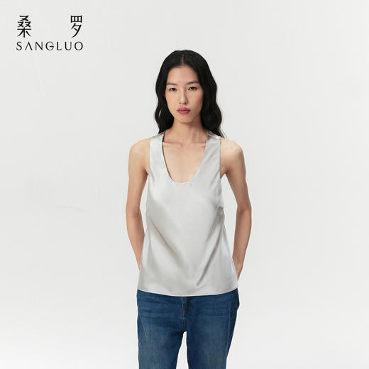 免穿文胸』桑罗简约吊带背心桑蚕丝女士打底衣宽松百搭 商品图4