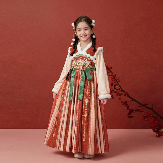 笛莎/Deesha 观山见中大童女童冬季国风连衣裙 商品图1