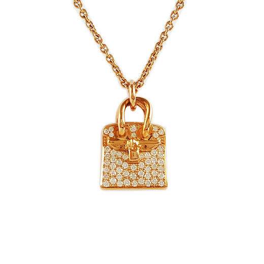 【闲置】Hermes爱马仕H109614B 00玫瑰金满钻Birkin项链 链长约40cm 女士 300126NJS46 商品图0