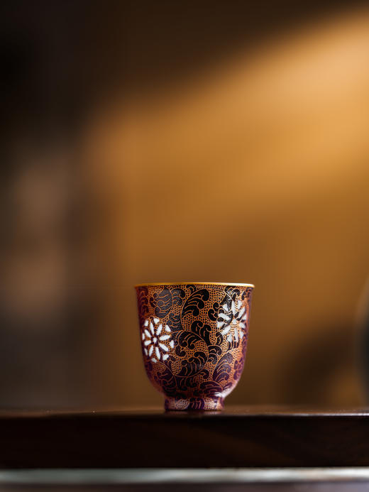 富玉窑  景德镇陶瓷紫金扒花手工盖碗单杯高档家用功夫茶泡茶碗送礼 商品图3