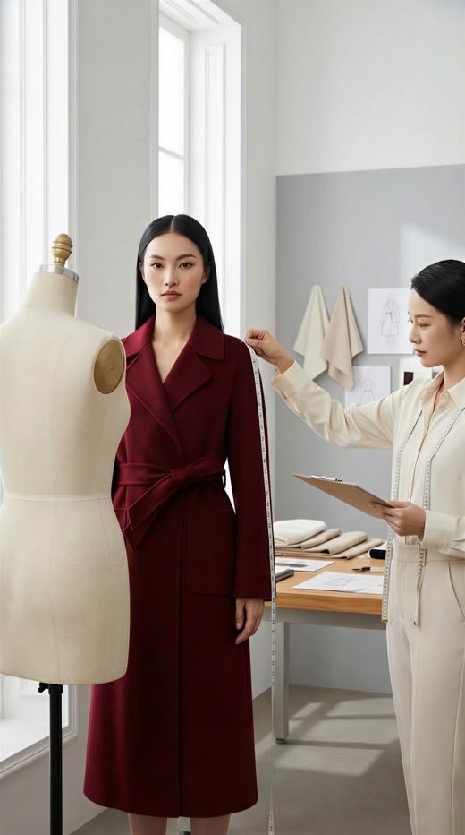 AN 侧开叉翻领两大包双面手工大衣（附腰带） 商品图6