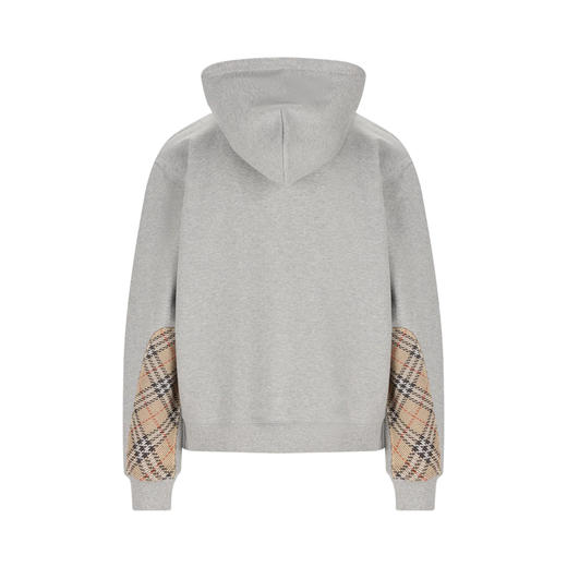 BURBERRY 巴宝莉 男士格纹拉链抽绳连帽卫衣 灰色 8120756 A2142 商品图1