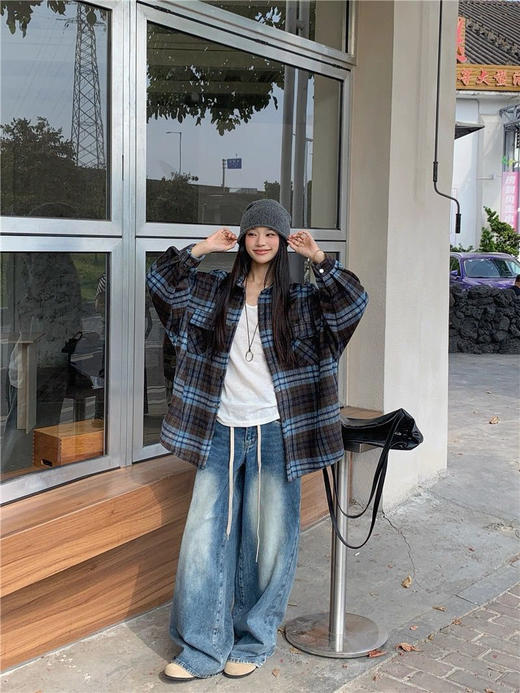 磨毛厚衬衫韩系格子外套 商品图14