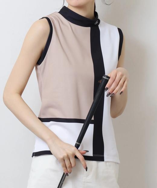 CECIL McBEE 高尔夫 女士 彩色块撞色拼接无袖小高领T恤 商品图4