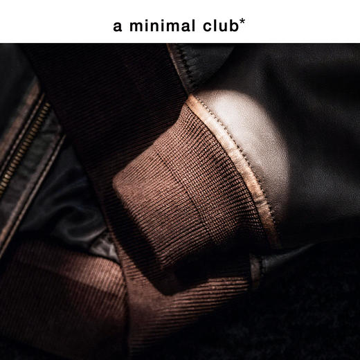 a minimal club复古美式飞行员皮衣夹克古铜定制拉链短款AM61TJ01 商品图4