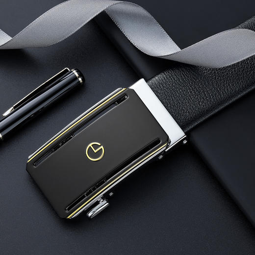 6934054608759 金利来goldlion 潮流镂空男皮带男腰带头层牛皮皮带腰带 1200MM*3.55CM 商品图1