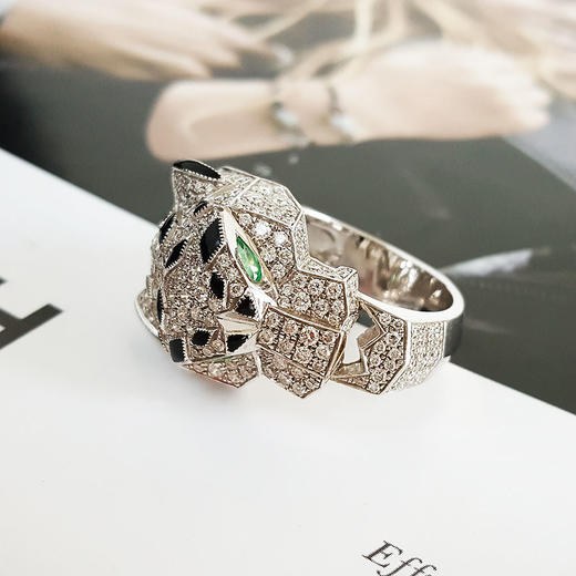 【天然正品】AU750白金经典时尚豹子头造型定制款群镶钻石戒指59号（皆取最大值）220126HS15 商品图3