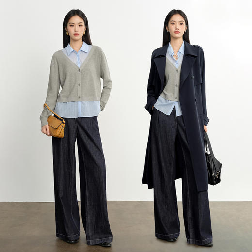 【严选】蒋欣代言伊芙丽假两件拼接针织衫女2026春季新款透气舒适毛衫女1H2930021 商品图2