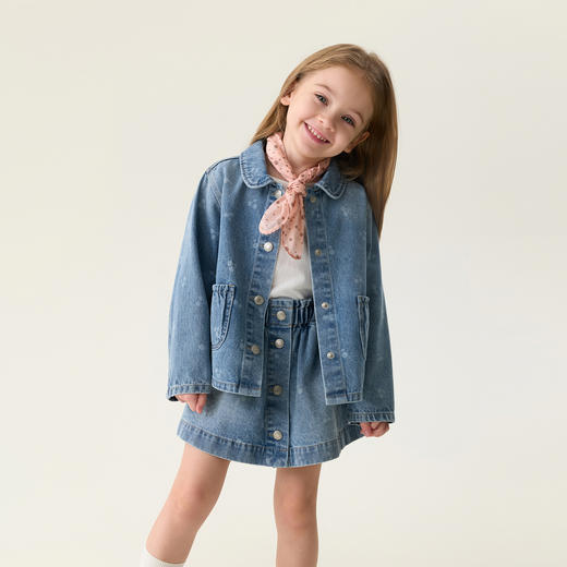 马克珍妮春日小樱桃女童纯棉牛仔套装2026年春装新款560285 商品图2