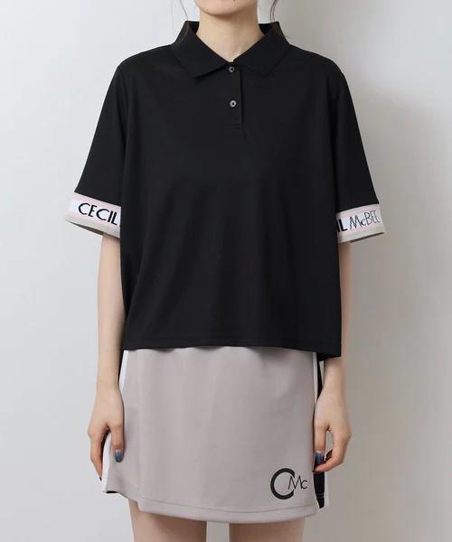CECIL McBEE 女士高尔夫 袖口提花POLO领短袖 宽松落肩五分袖 商品图5