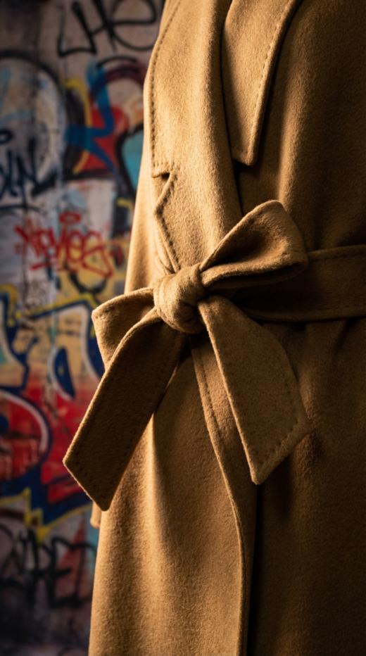 设计深西服领双面手工腰带长款大衣 商品图1