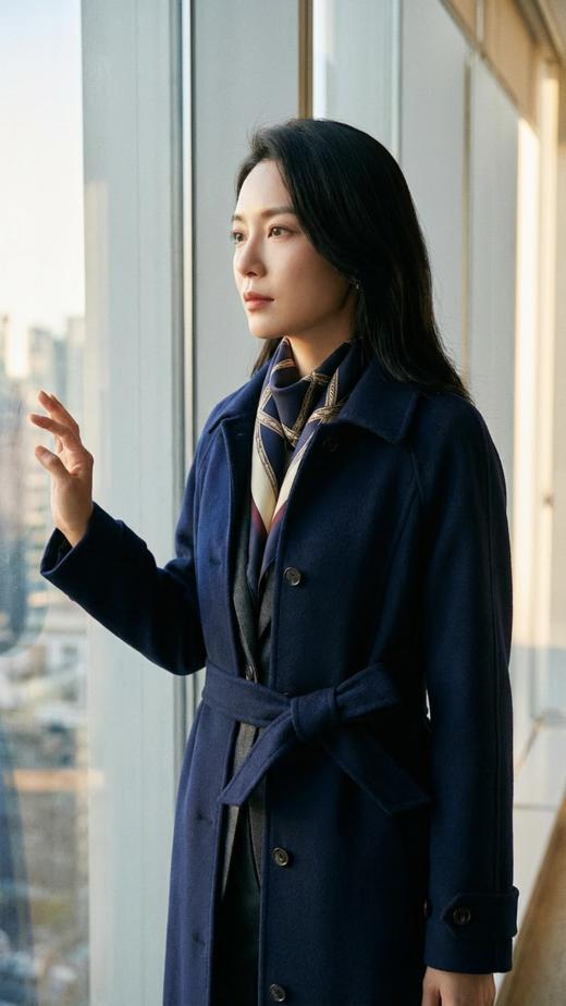 IC插肩袖小翻领双面手工腰带长款大衣 商品图5