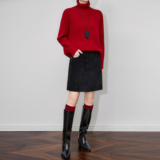 「高货wl」全新升级【铂金会员201/天猫269/差价68】(04654)洛诗琳复古巴恩风雪尼尔绒半身裙2026新款加厚高腰A字裙 商品图2