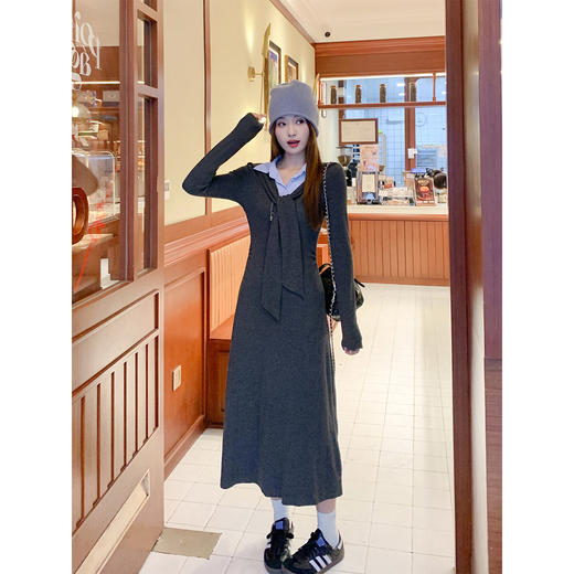 <曾小咸推荐>2.20现货秒杀 ！微信超特价！韩系绑带假两件连衣裙 日常229.99 立减130 秒杀99.99！！ 商品图2