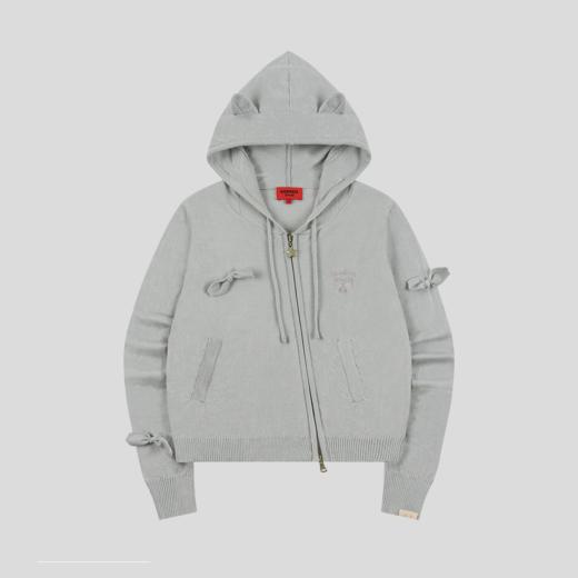 GOODBAI GOODEES 新款趣味猫耳帽蝴蝶结拉链针织衫外套上衣 商品图2