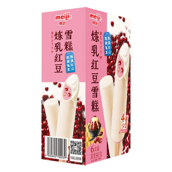 明治meiji炼乳红豆雪糕 64g*6支 彩盒装 /水饮冲调 /冰淇淋 /棒支冰淇淋 商品图3