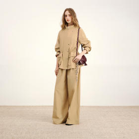 lost in echo2026年春夏新款工装风圆肩斜翻领抽绳收腰夹克短裙裤