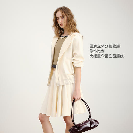 lost in echo2026年春夏新款圆肩连帽卫衣外套A字百褶伞形半身裙 商品图1