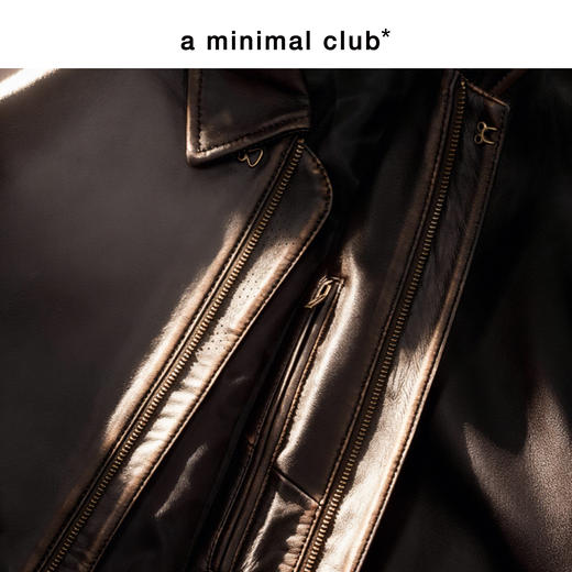 a minimal club复古美式飞行员皮衣夹克古铜定制拉链短款AM61TJ01 商品图2