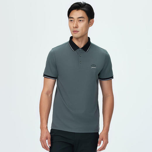 德鲨男士灰色短袖翻领T恤夏新款休闲撞色上衣男刺绣POLO衫 商品图1