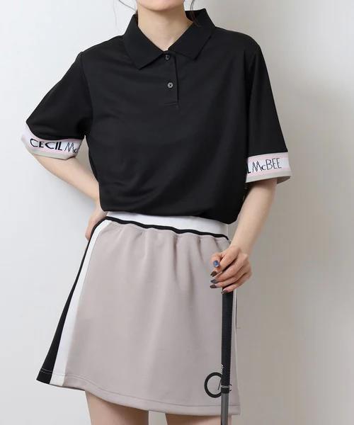 CECIL McBEE 女士高尔夫 袖口提花POLO领短袖 宽松落肩五分袖 商品图3