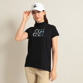 Callaway 高尔夫女士 立体渐变logo印花小高领短袖T恤